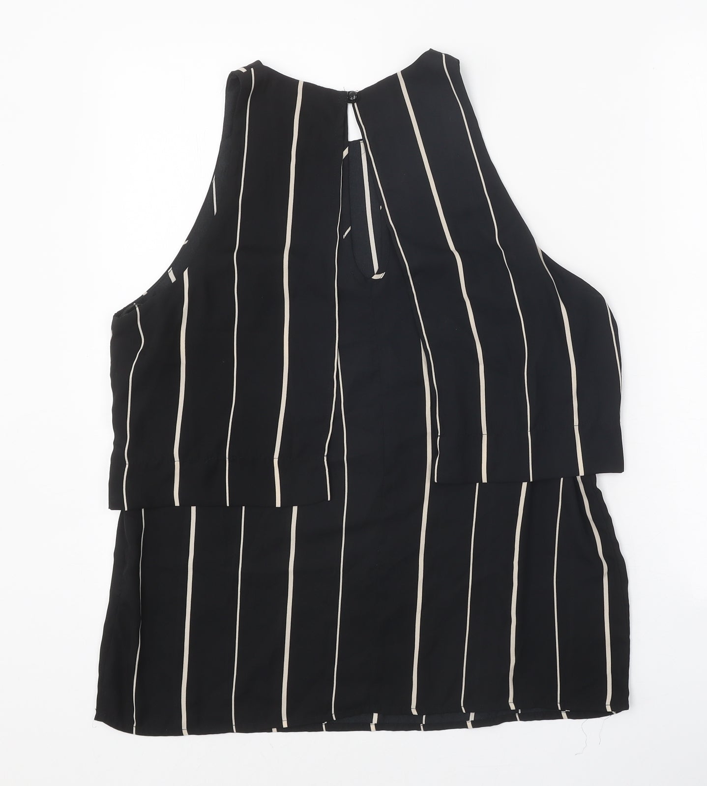 Atmosphere Womens Black Striped Polyester Basic Tank Size 14 Round Neck