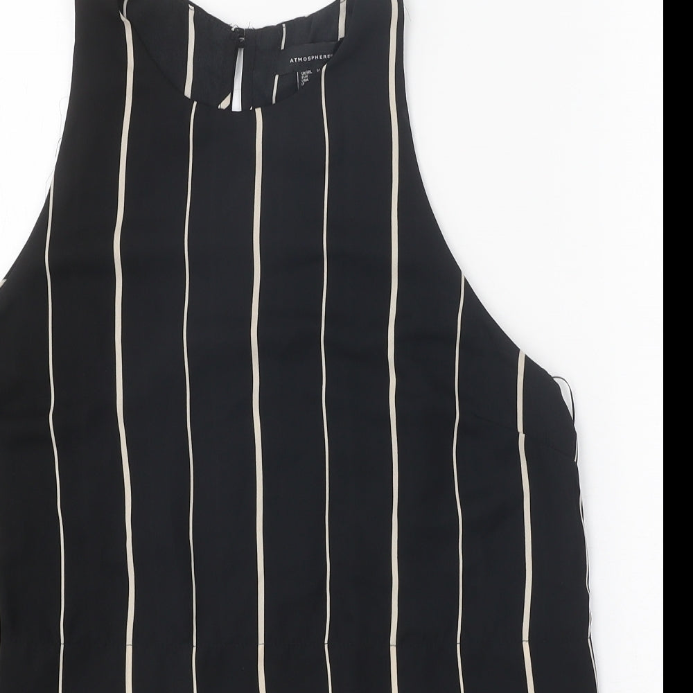 Atmosphere Womens Black Striped Polyester Basic Tank Size 14 Round Neck