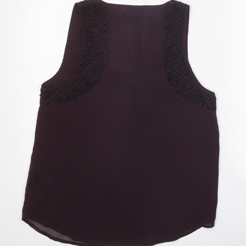 Topshop Womens Purple Polyester Basic Blouse Size 10 Round Neck