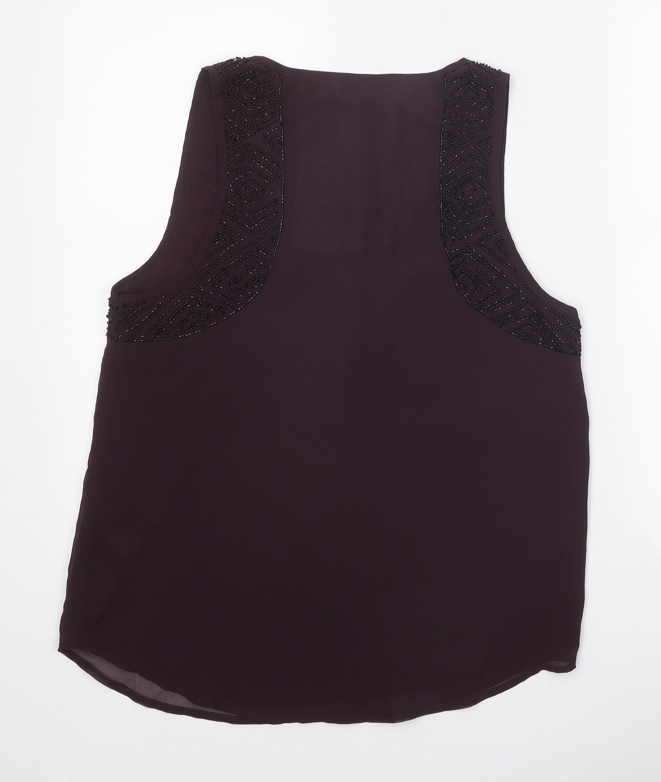 Topshop Womens Purple Polyester Basic Blouse Size 10 Round Neck