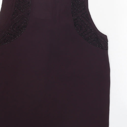 Topshop Womens Purple Polyester Basic Blouse Size 10 Round Neck