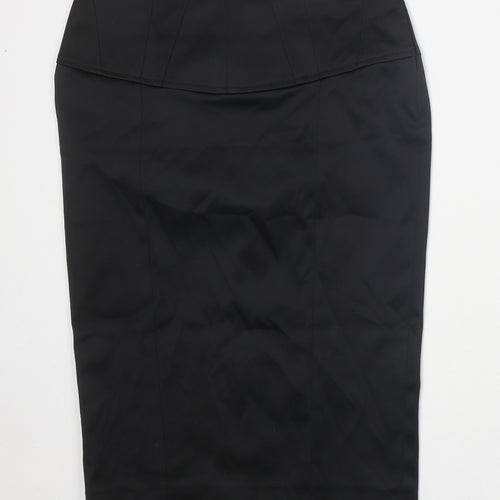 River Island Womens Black Polyester Straight & Pencil Skirt Size 8 Hook & Eye