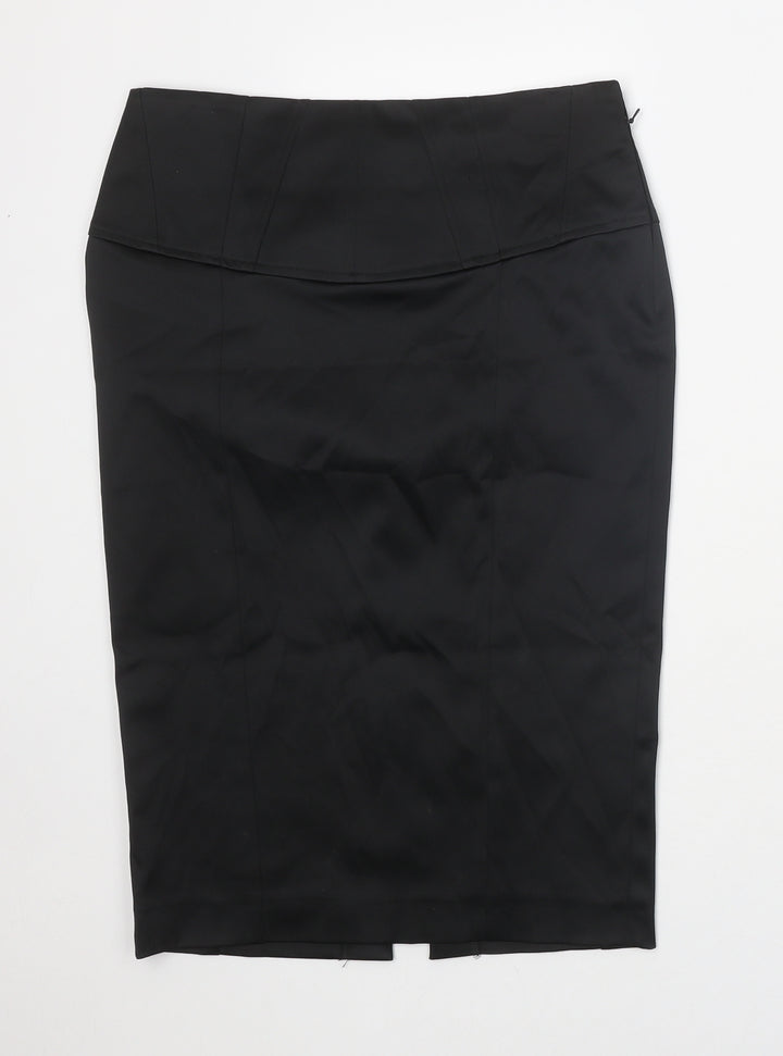 River Island Womens Black Polyester Straight & Pencil Skirt Size 8 Hook & Eye
