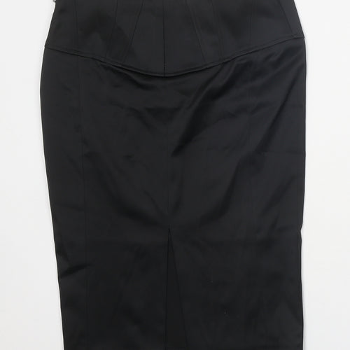 River Island Womens Black Polyester Straight & Pencil Skirt Size 8 Hook & Eye