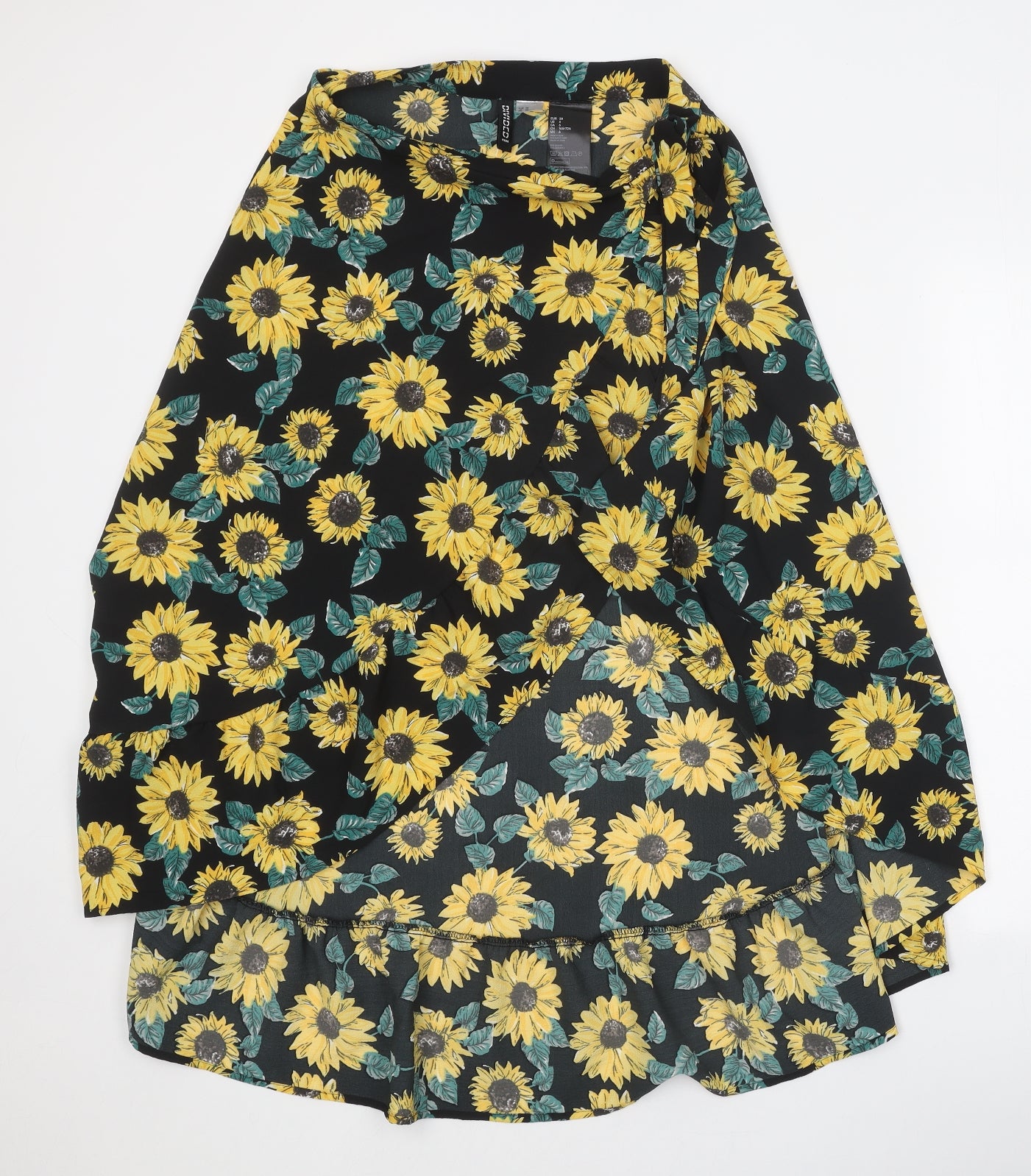 Divided Womens Multicoloured Floral Polyester Wrap Skirt Size 10 Tie