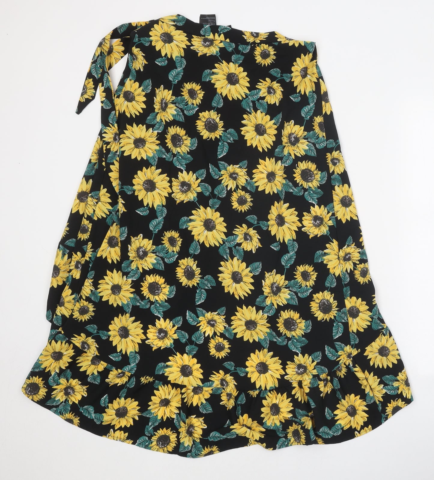 Divided Womens Multicoloured Floral Polyester Wrap Skirt Size 10 Tie