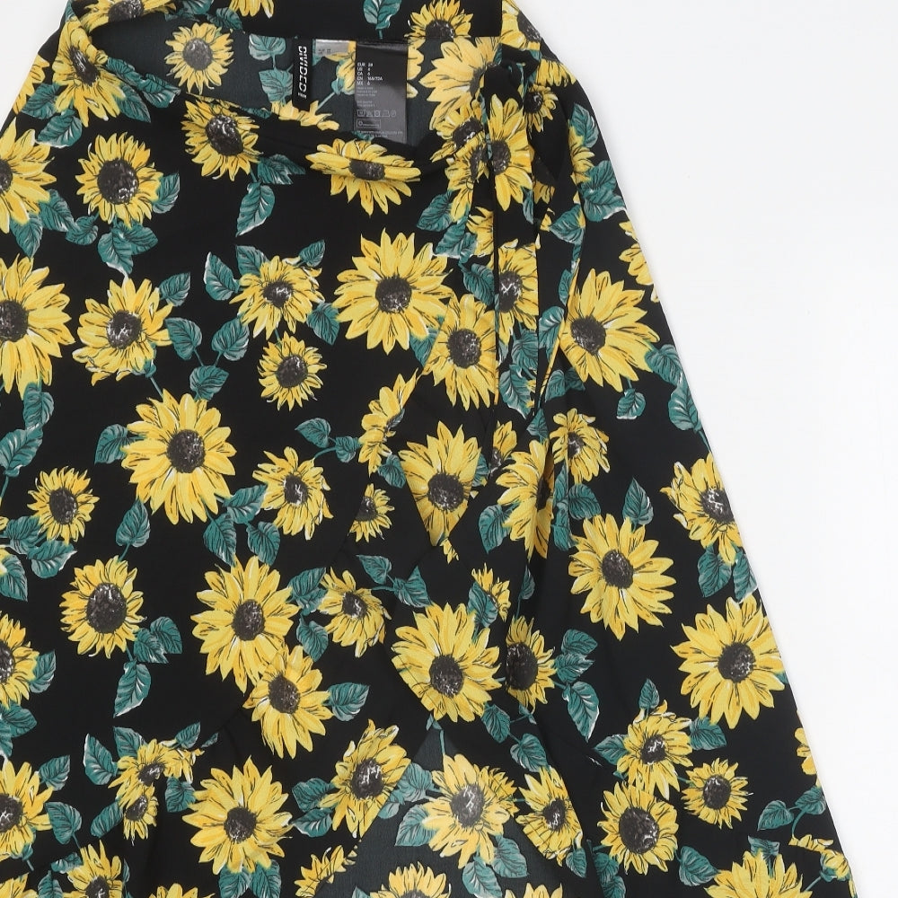 Divided Womens Multicoloured Floral Polyester Wrap Skirt Size 10 Tie