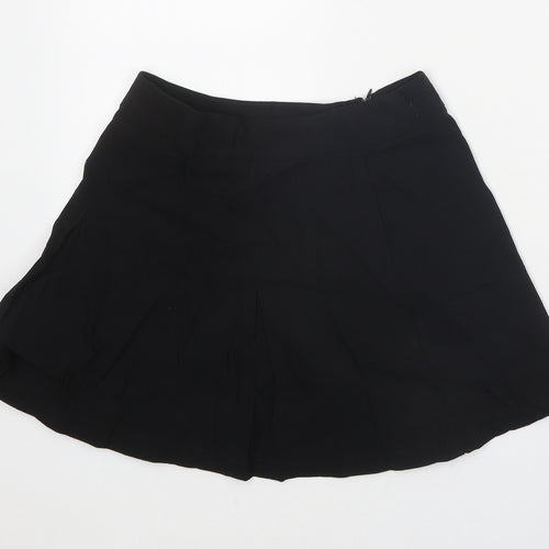 M&Co Girls Black Viscose A-Line Skirt Size 12 Years Regular Zip