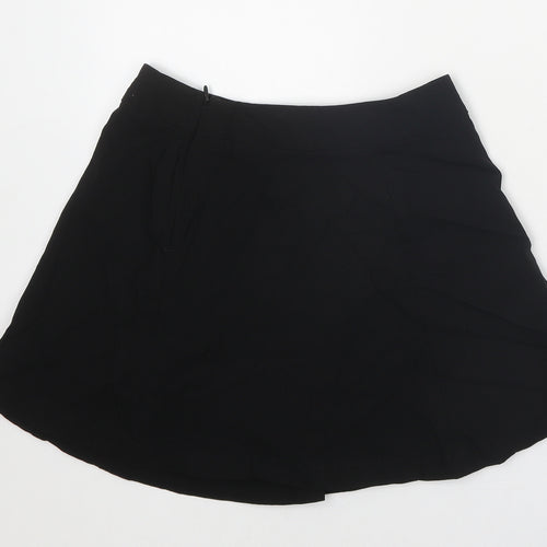 M&Co Girls Black Viscose A-Line Skirt Size 12 Years Regular Zip