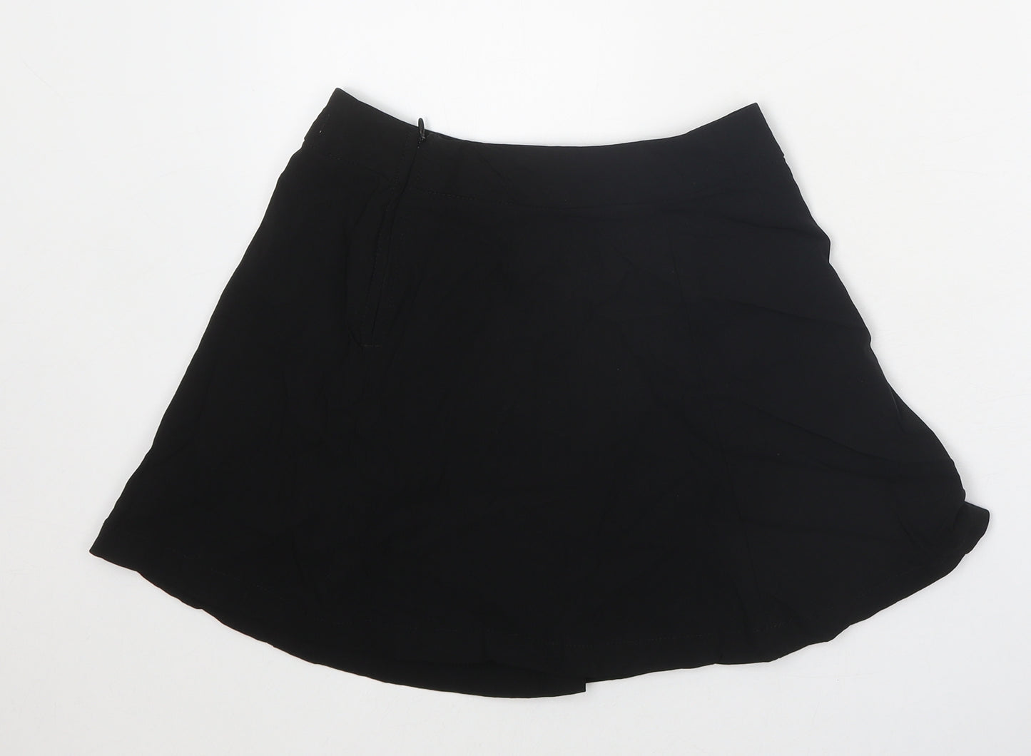 M&Co Girls Black Viscose A-Line Skirt Size 12 Years Regular Zip