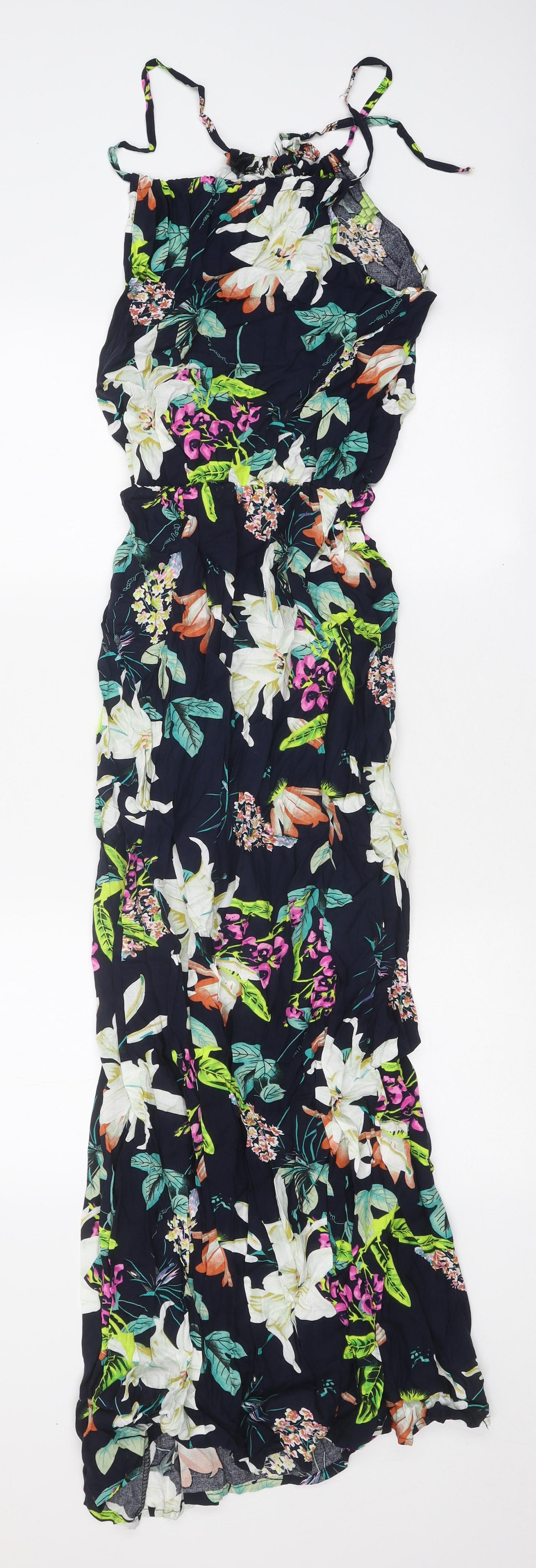 Preworn Womens Multicoloured Floral Polyester Maxi One Size Square Neck Pullover