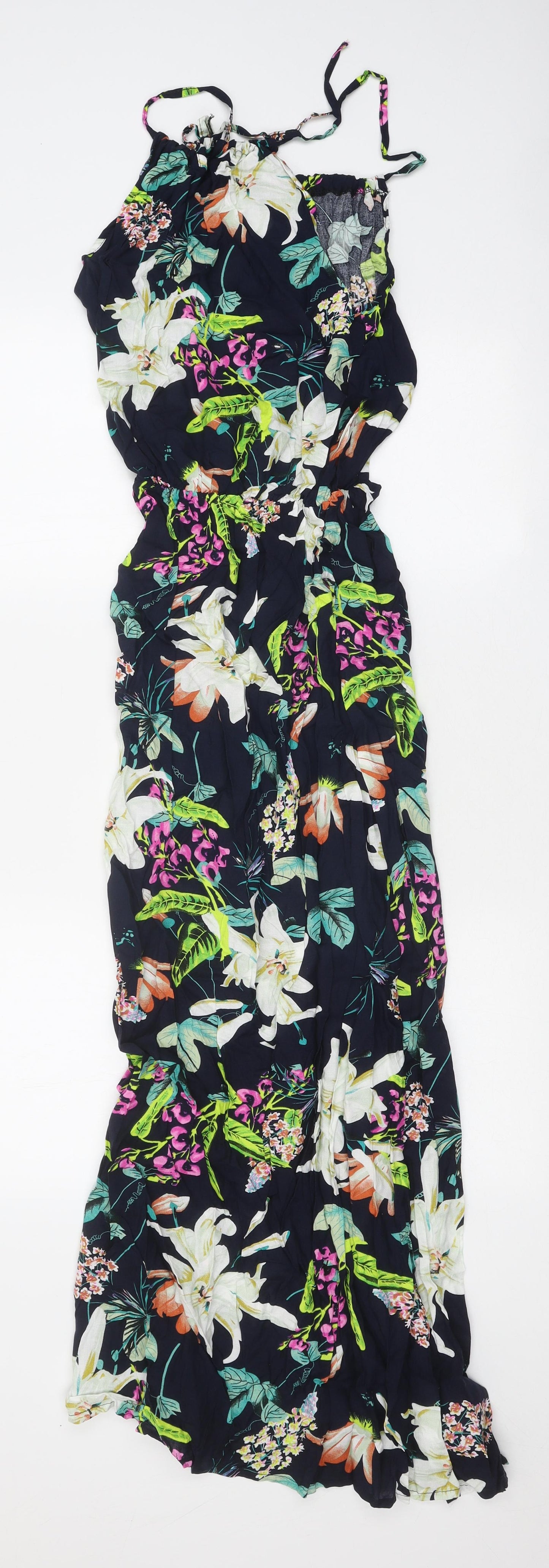 Preworn Womens Multicoloured Floral Polyester Maxi One Size Square Neck Pullover