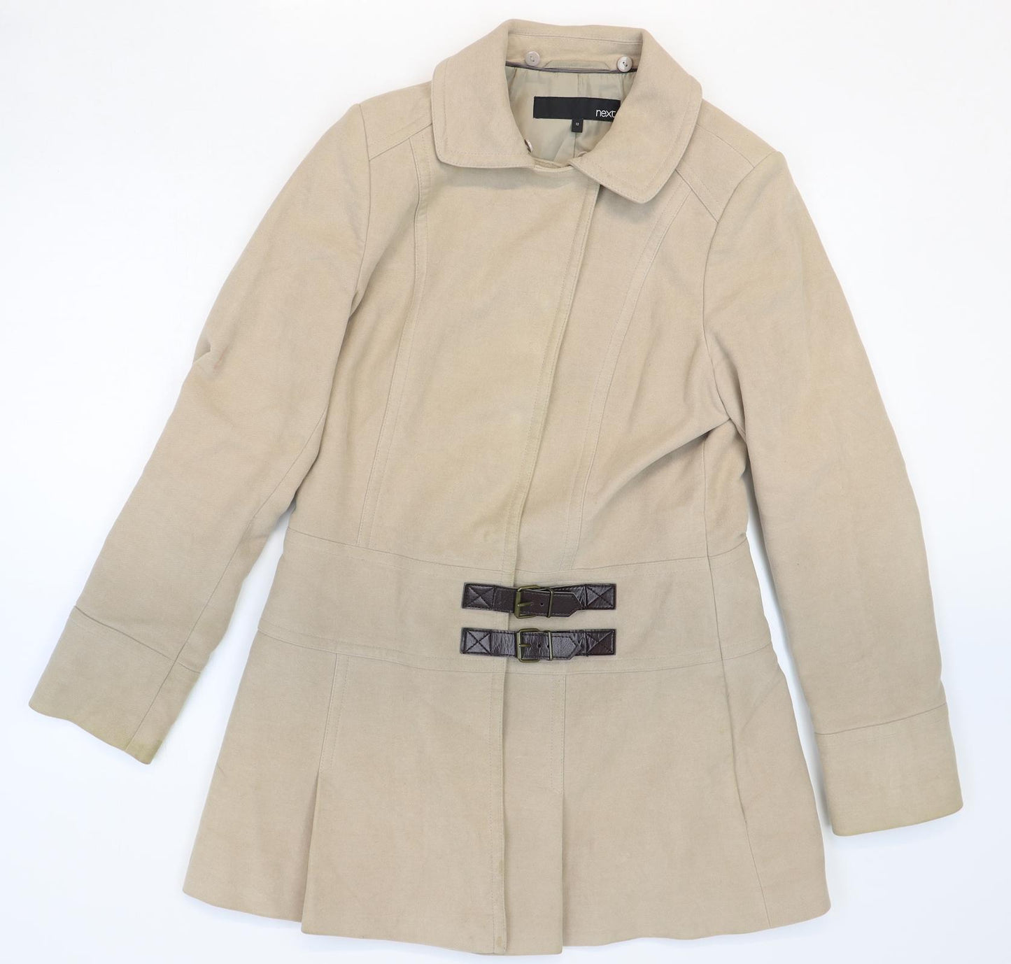 NEXT Womens Brown Overcoat Coat Size 12 Snap
