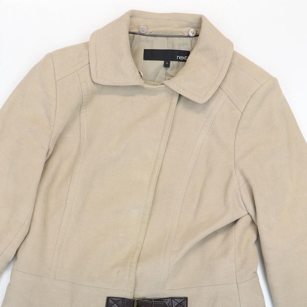 NEXT Womens Brown Overcoat Coat Size 12 Snap