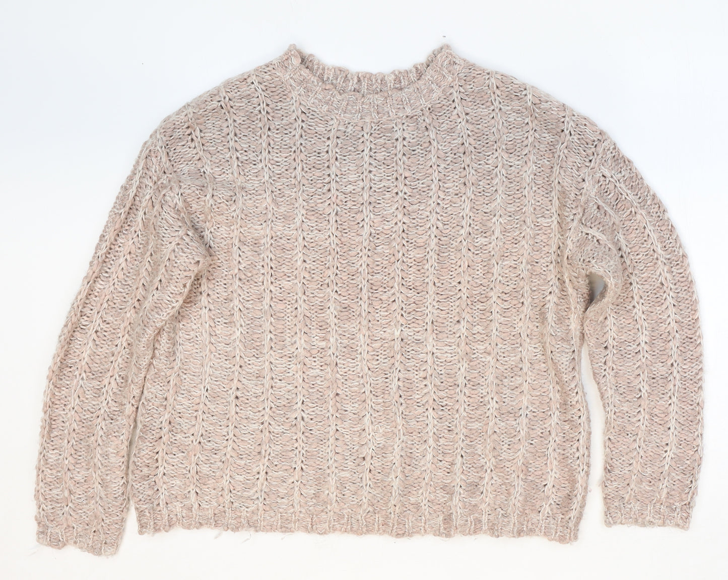Marks and Spencer Womens Pink Round Neck Acrylic Pullover Jumper Size 14