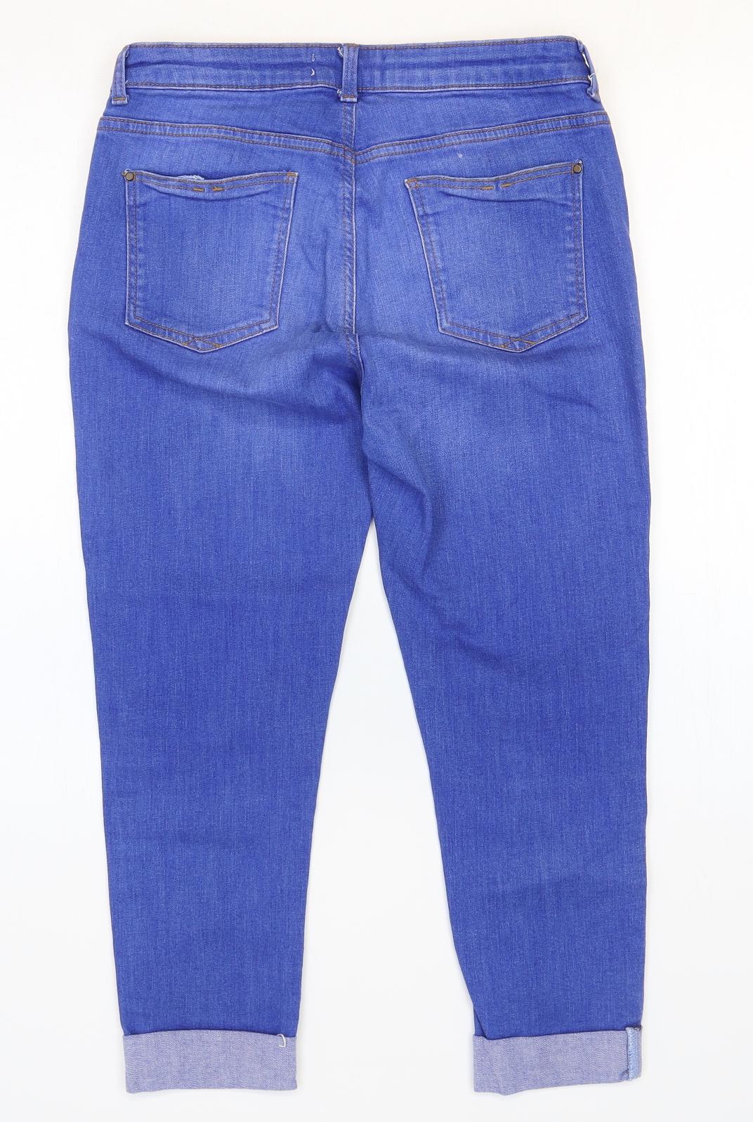 Harper Womens Blue Cotton Straight Jeans Size 12 Regular Zip
