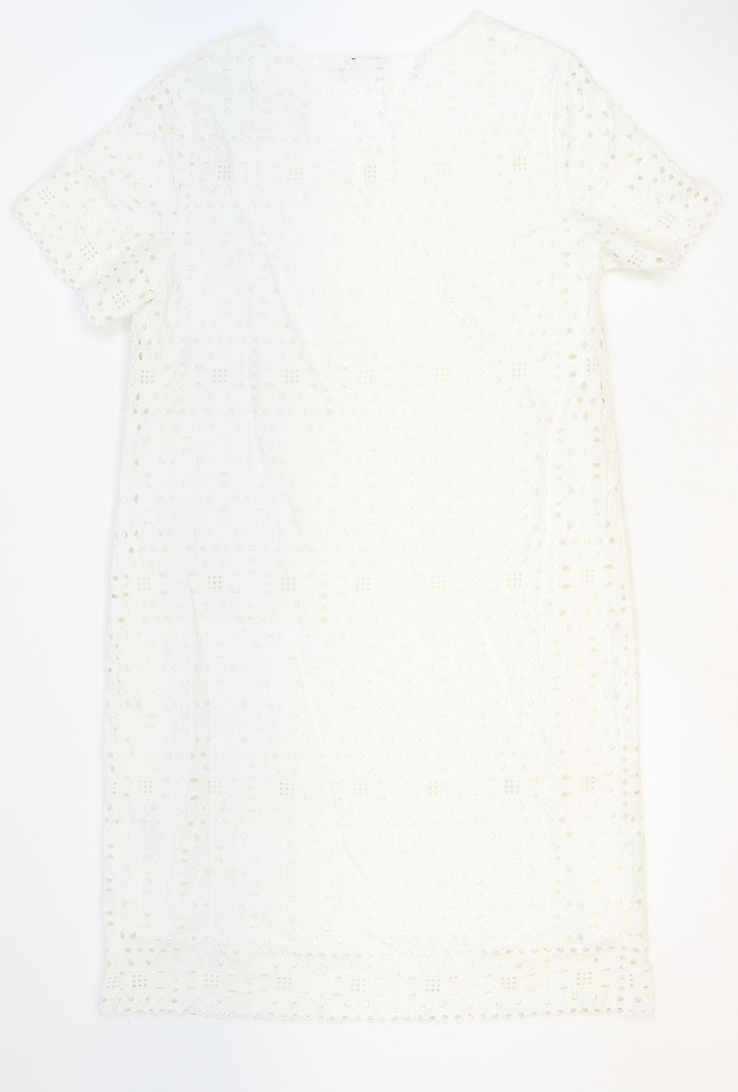 M&Co Womens White Floral 100% Cotton Sheath Size 12 V-Neck Pullover