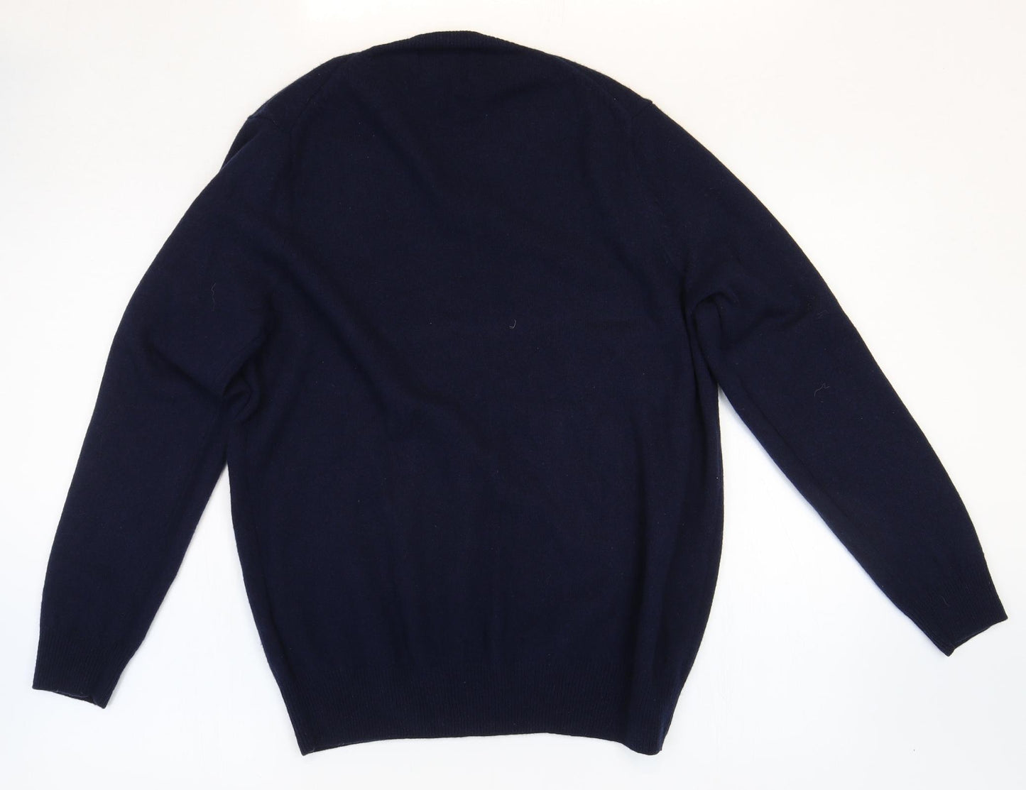 Marks and Spencer Mens Blue V-Neck Wool Pullover Jumper Size L