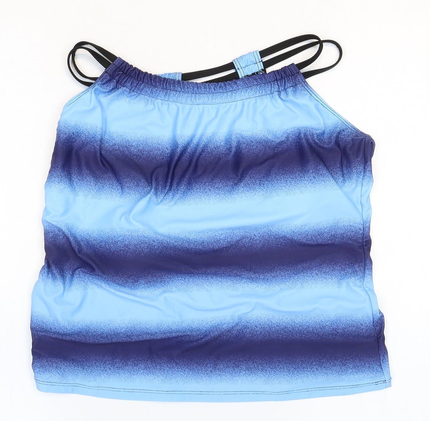 Preworn Womens Blue Geometric Polyester Basic Tank Size L Round Neck