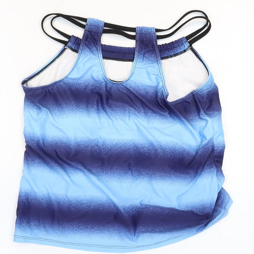 Preworn Womens Blue Geometric Polyester Basic Tank Size L Round Neck