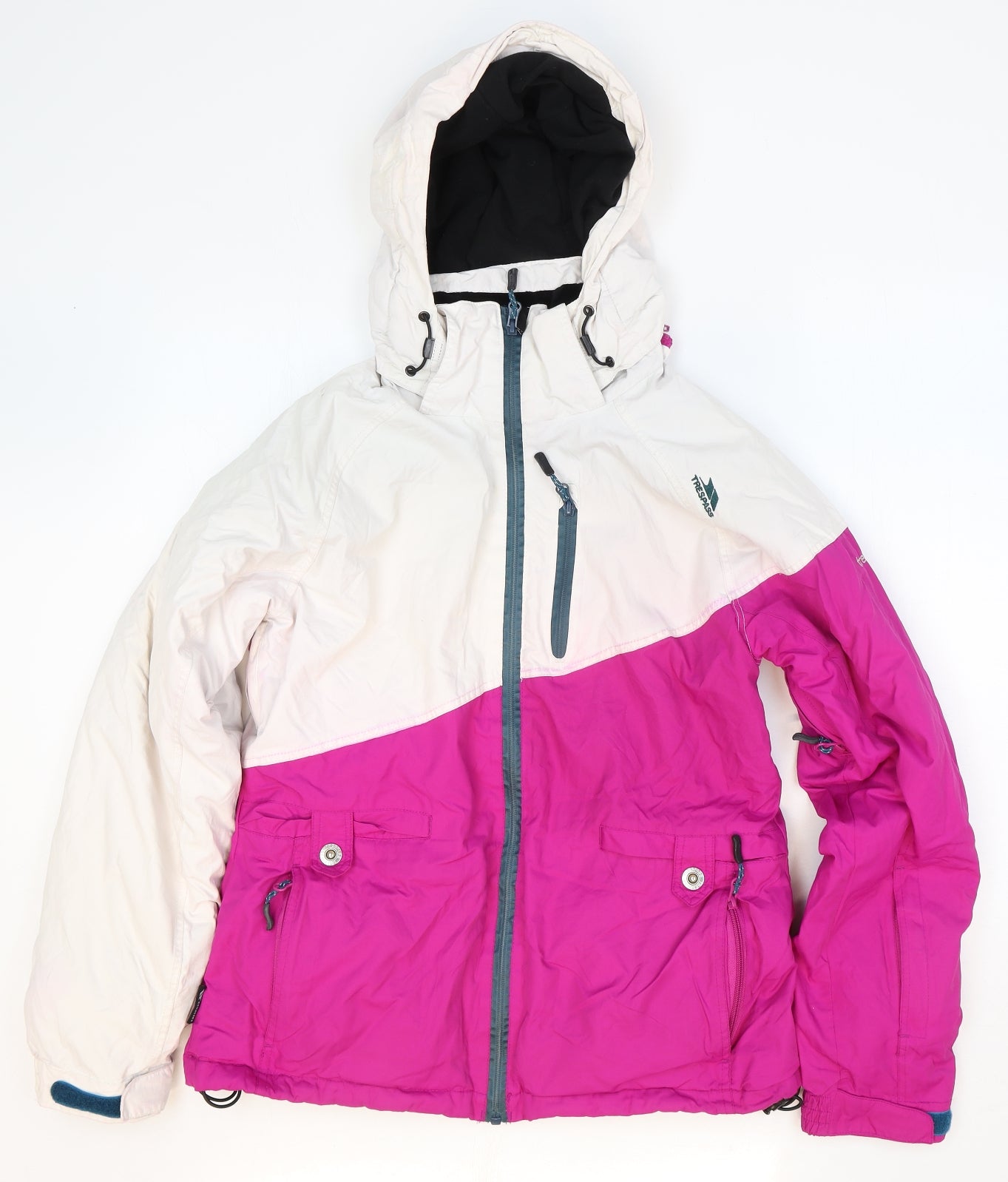 Trespass Womens White Striped Windbreaker Jacket Size M Zip