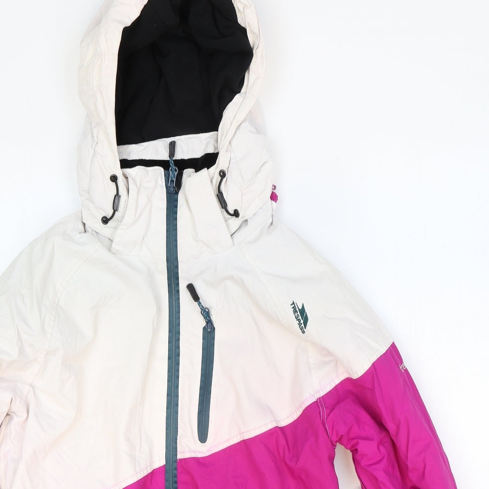 Trespass Womens White Striped Windbreaker Jacket Size M Zip