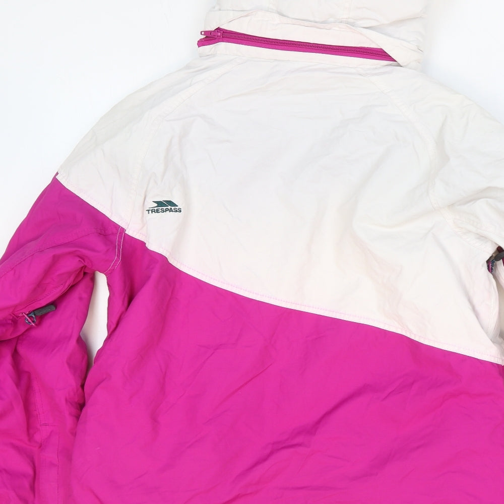 Trespass Womens White Striped Windbreaker Jacket Size M Zip