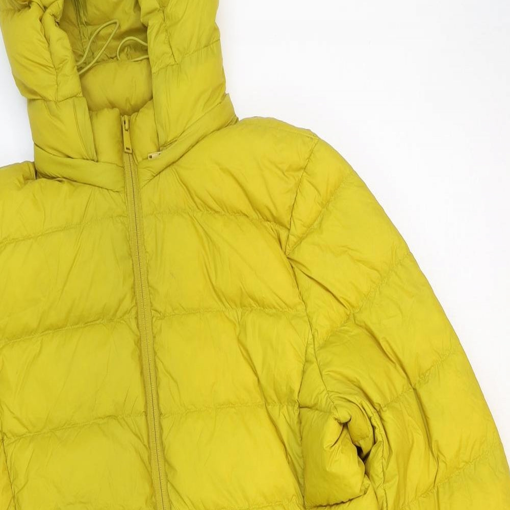Marks and Spencer Womens Yellow Quilted Coat Size 14 Zip