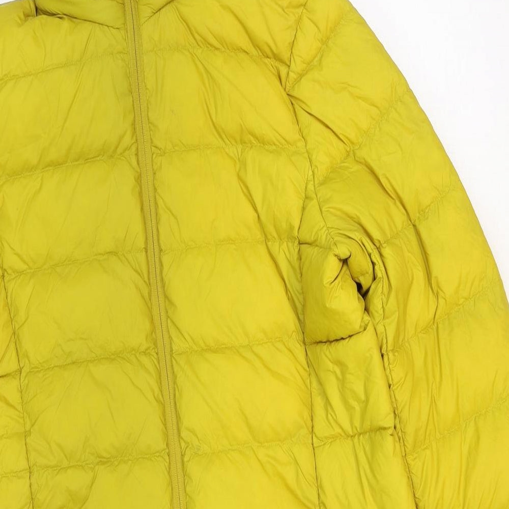 Marks and Spencer Womens Yellow Quilted Coat Size 14 Zip