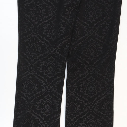 Oasis Womens Black Geometric Polyester Trousers Size 10 Regular Zip