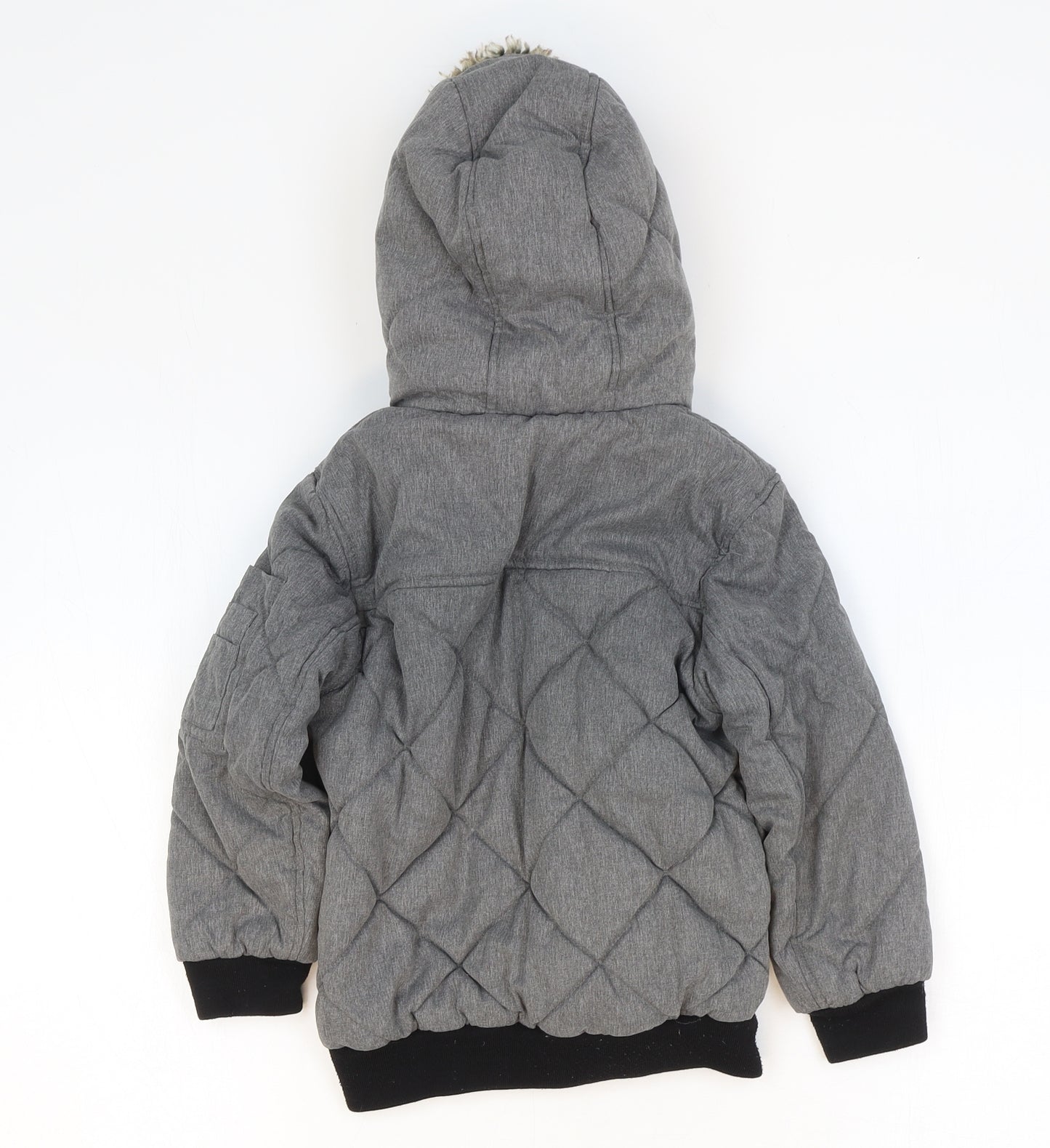 George Boys Grey Quilted Jacket Size 5-6 Years Zip