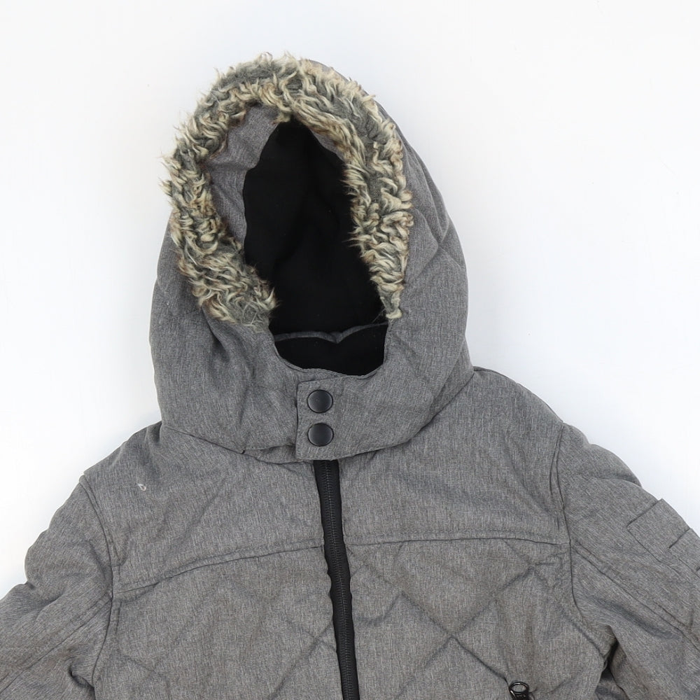 George Boys Grey Quilted Jacket Size 5-6 Years Zip