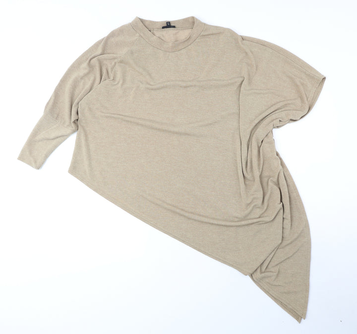 River Island Womens Beige Round Neck Polyester Pullover Jumper Size 12