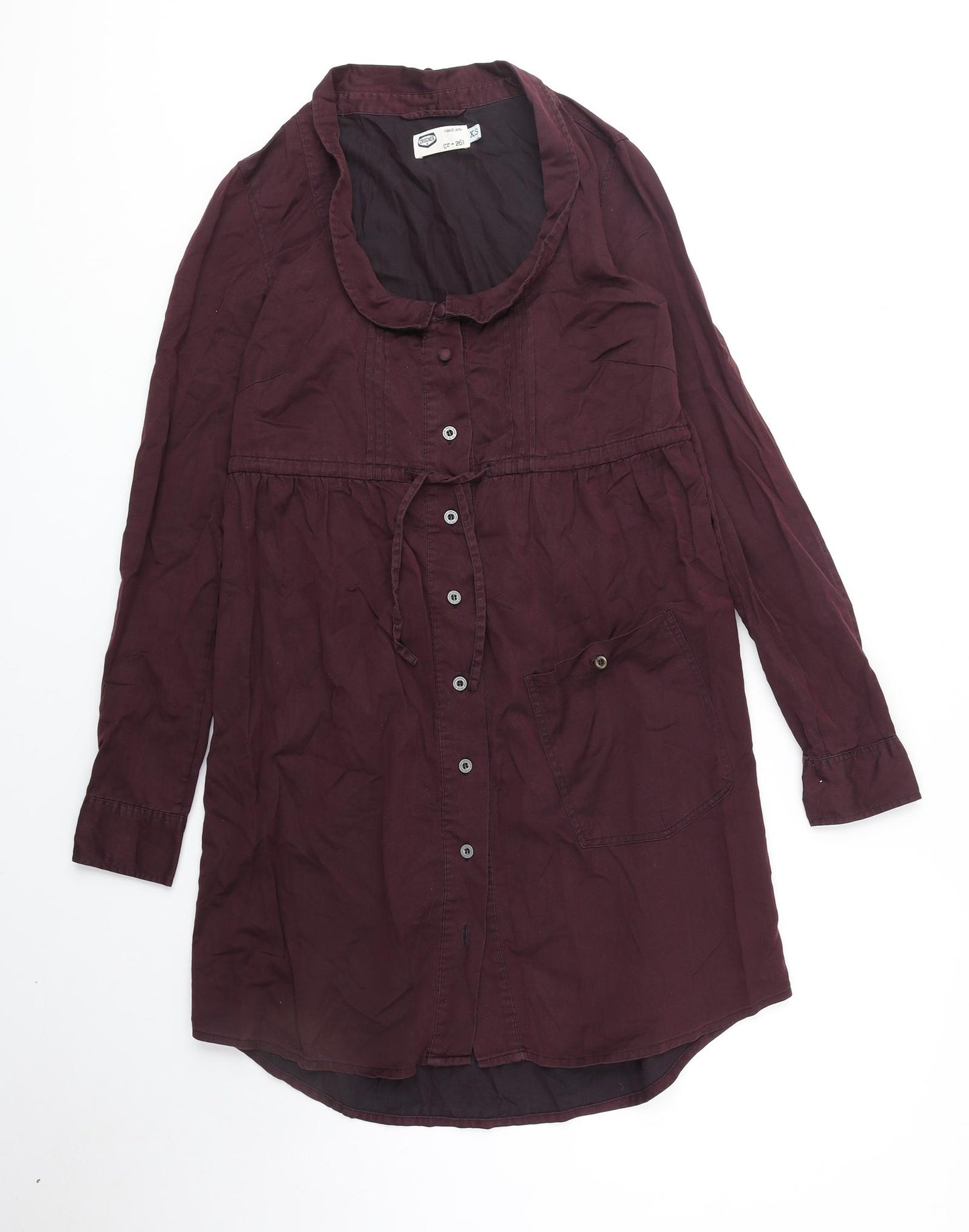 Crocker Womens Purple 100% Cotton Shirt Dress Size XS Round Neck Button