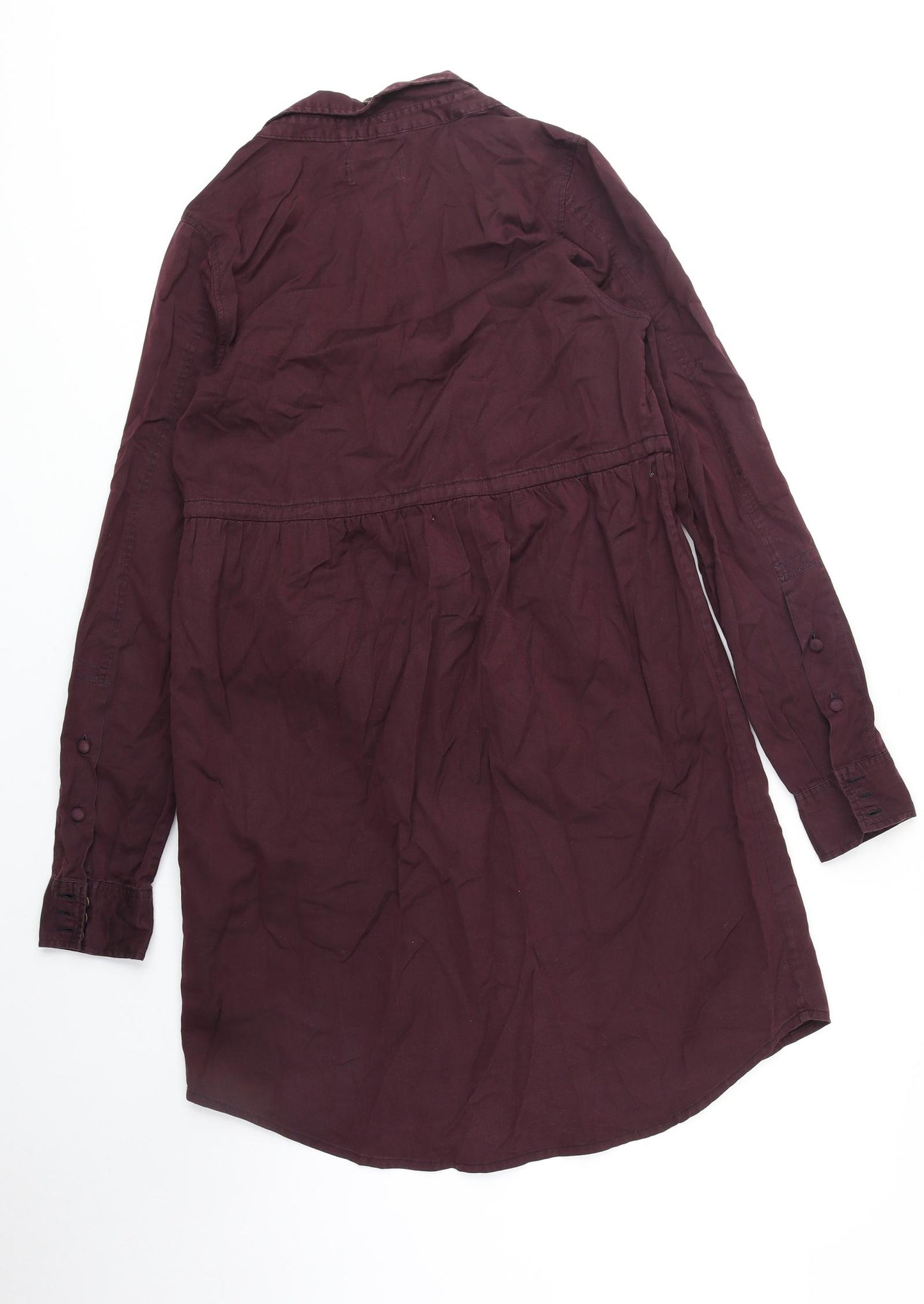 Crocker Womens Purple 100% Cotton Shirt Dress Size XS Round Neck Button