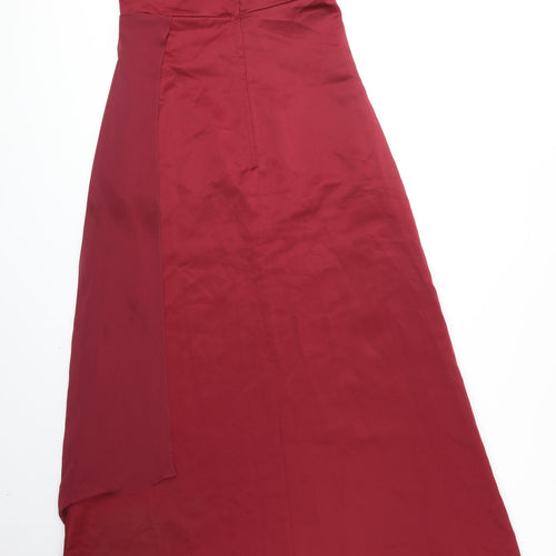 Alfred Angelo Womens Red Polyester Fit & Flare Size 12 Off the Shoulder Hook & Eye