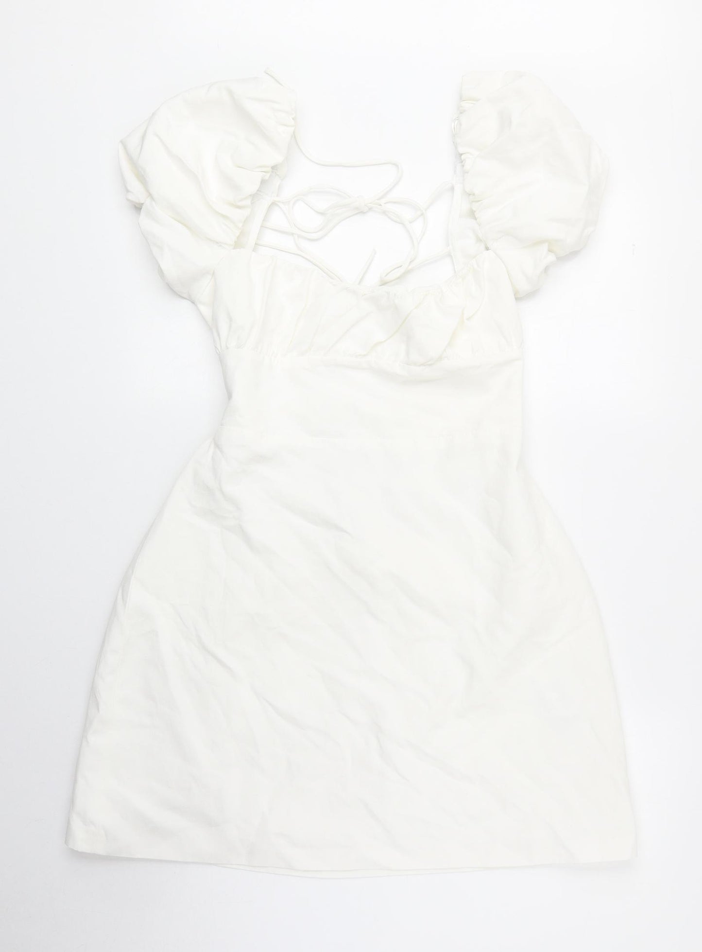 Zara Womens White Viscose A-Line Size XL Square Neck Tie