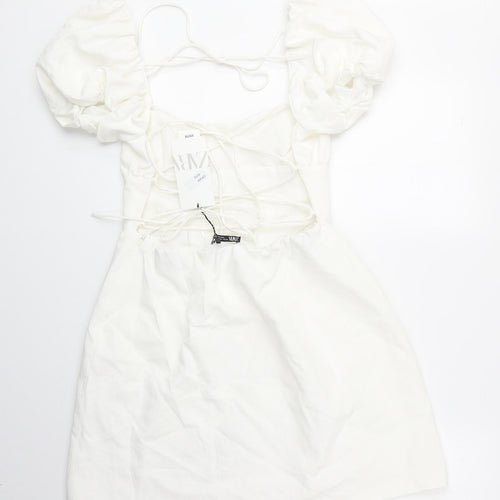 Zara Womens White Viscose A-Line Size XL Square Neck Tie