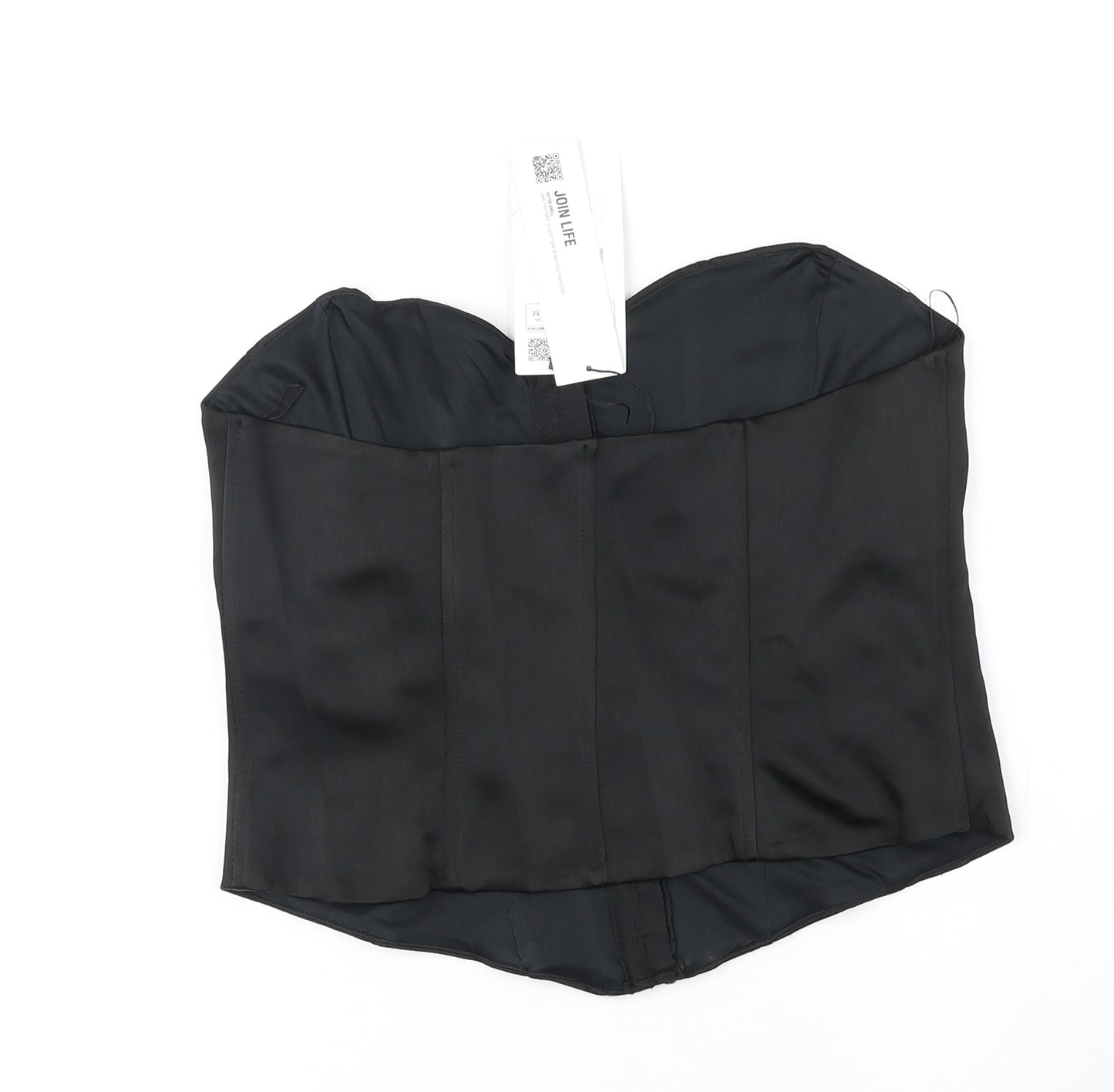 Zara Womens Black Polyester Cropped Tank Size M Off the Shoulder