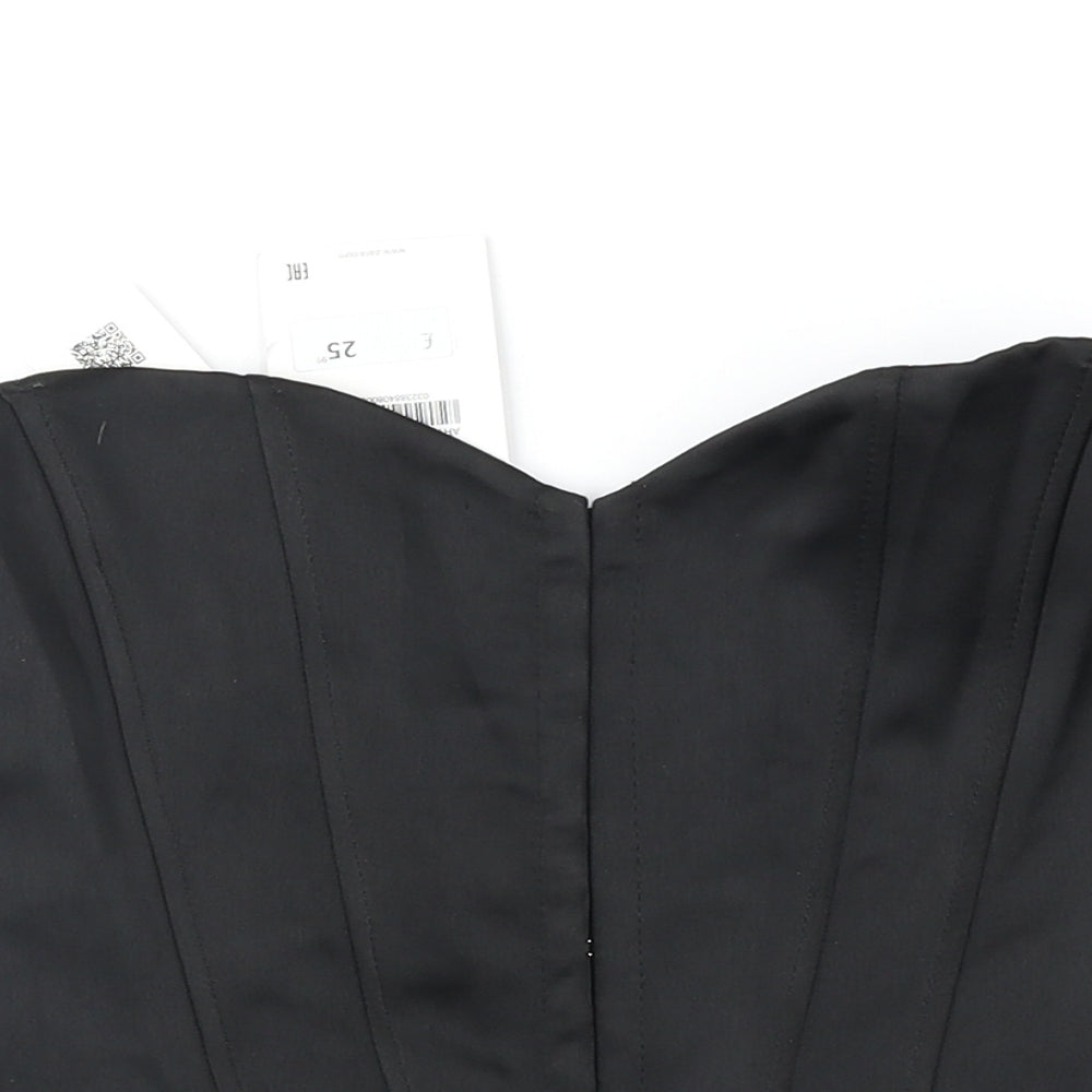 Zara Womens Black Polyester Cropped Tank Size M Off the Shoulder