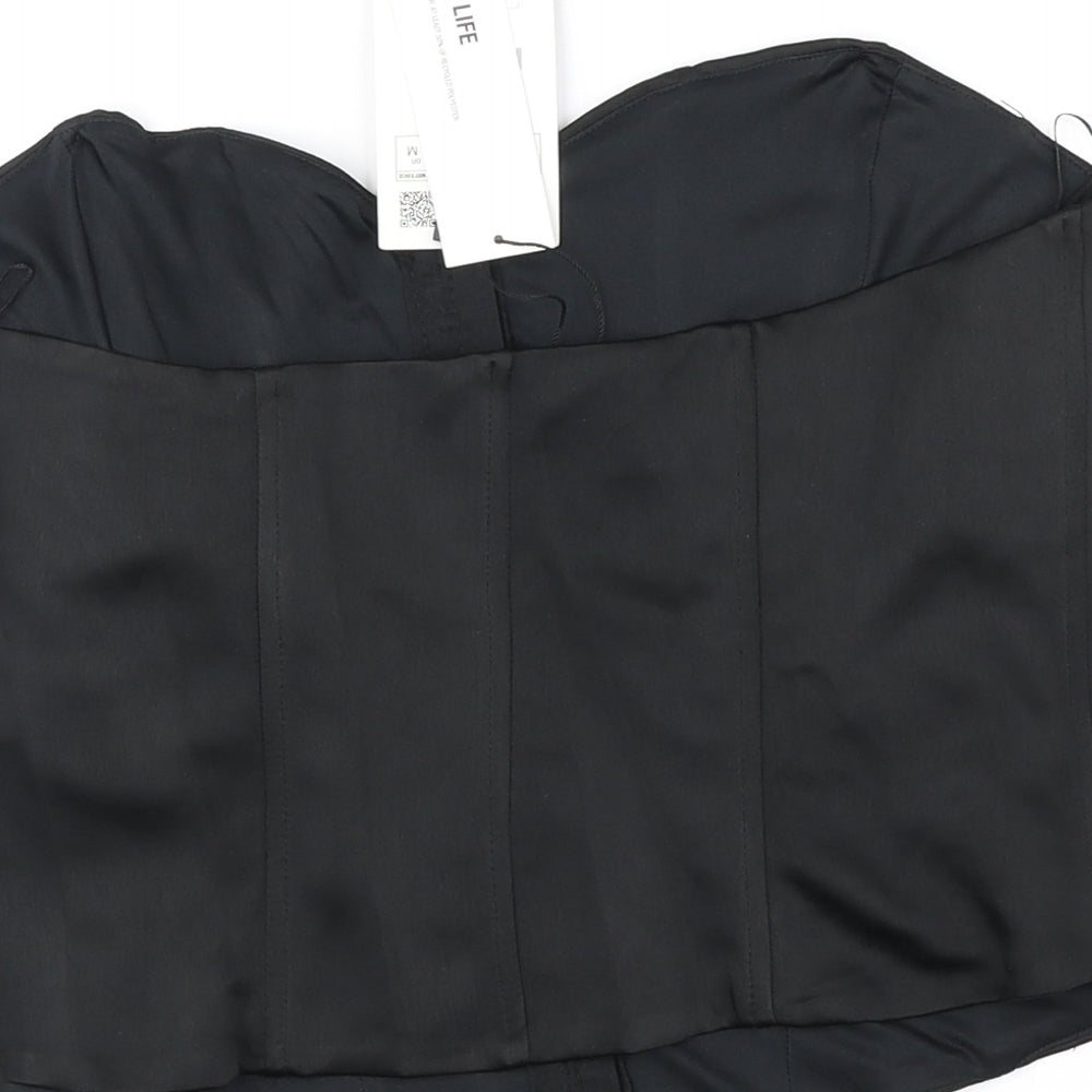 Zara Womens Black Polyester Cropped Tank Size M Off the Shoulder