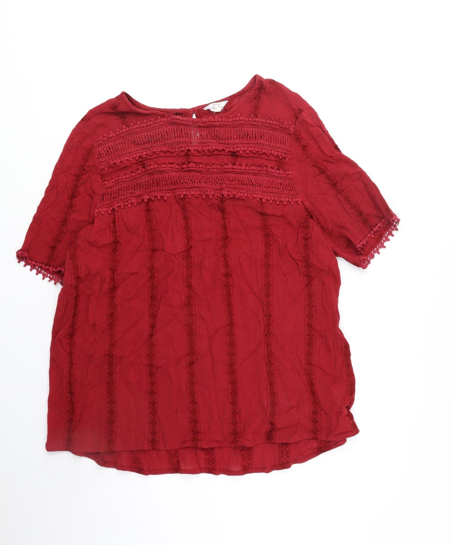 Matalan Womens Red Cotton Basic Blouse Size 20 Round Neck