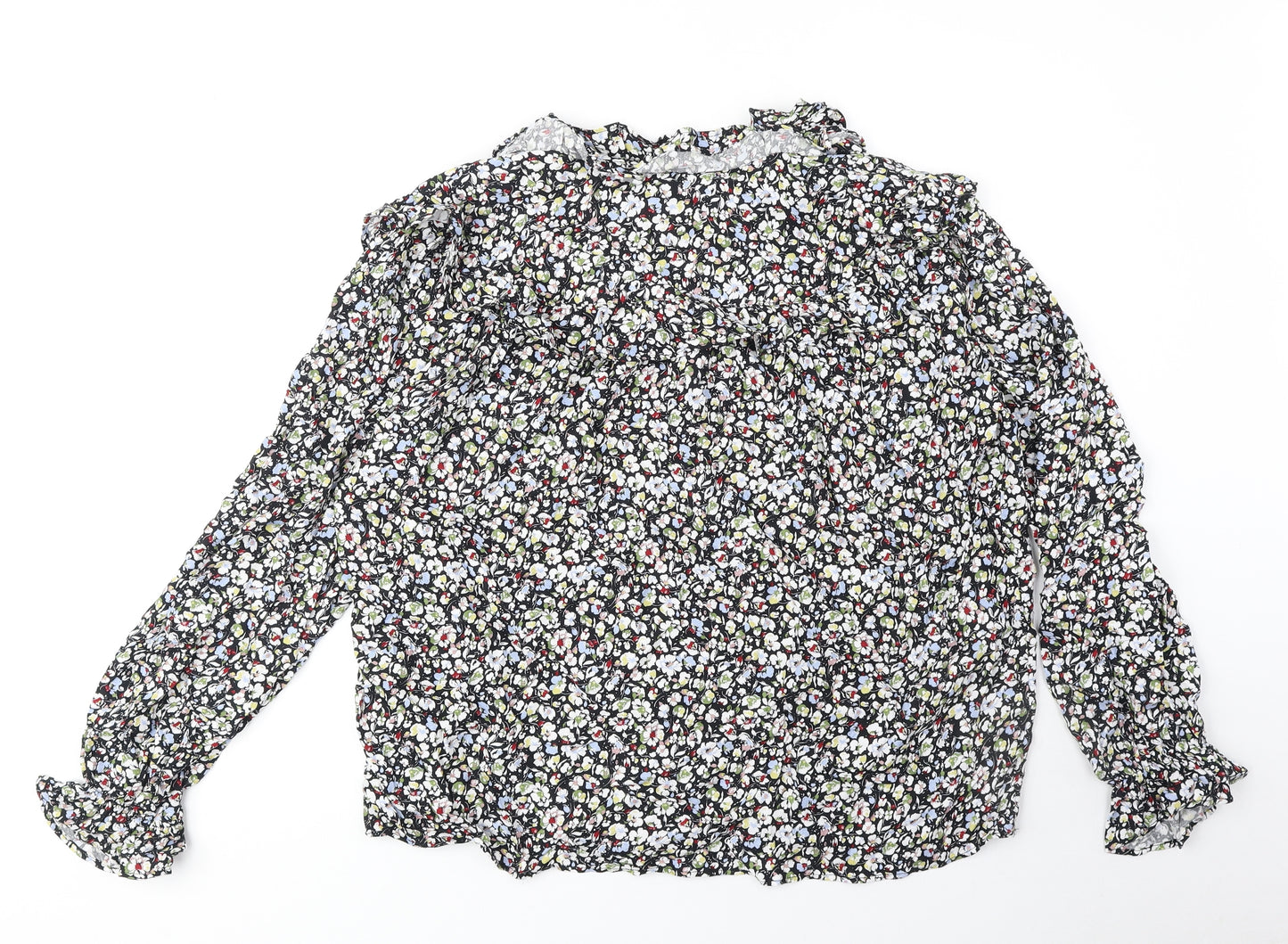 Baukjen Womens Multicoloured Floral Viscose Basic Blouse Size 12 Round Neck