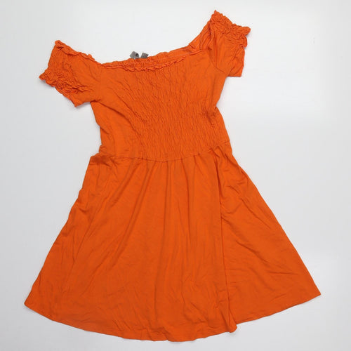 ASOS Womens Orange Viscose A-Line Size 6 Off the Shoulder Pullover