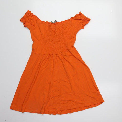 ASOS Womens Orange Viscose A-Line Size 6 Off the Shoulder Pullover