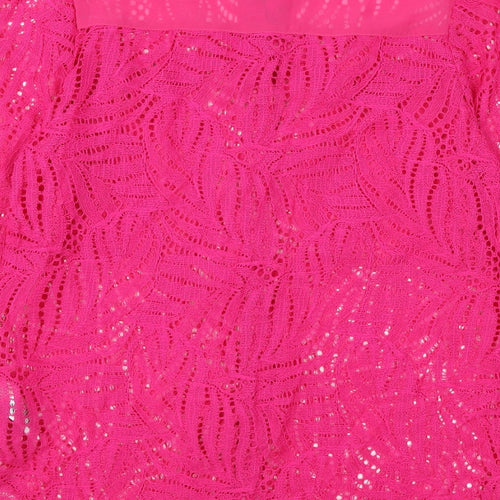 NEXT Womens Pink Polyester Basic Button-Up Size 8 Round Neck