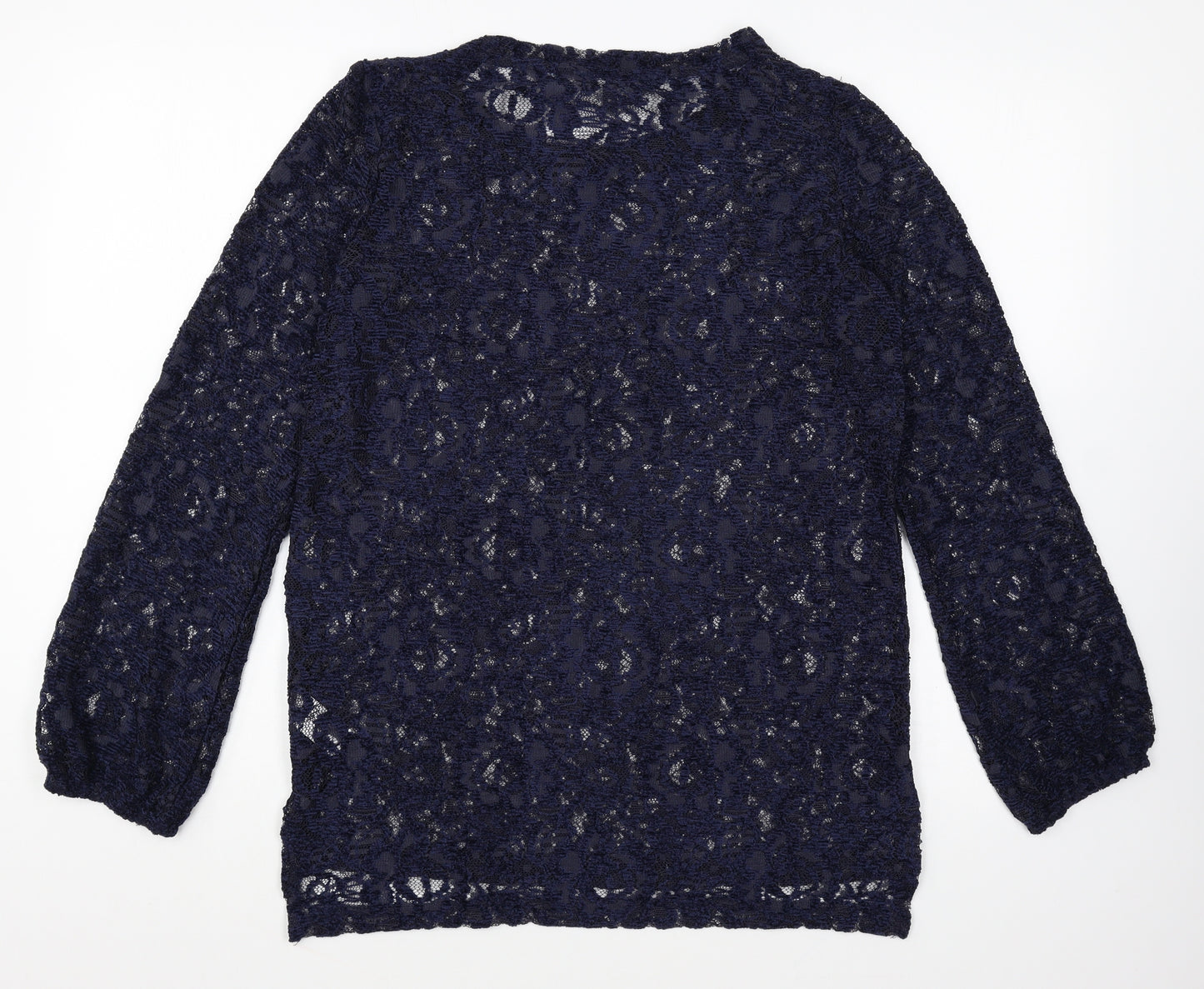 NEXT Womens Blue Geometric Polyester Basic Blouse Size 10 Round Neck