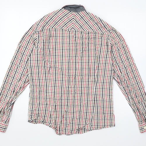 NEXT Mens Red Check Cotton Button-Up Size M Collared Button