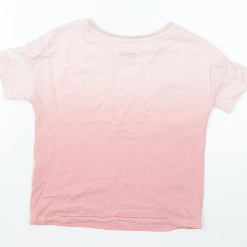 Smiley World Girls Pink Cotton Basic T-Shirt Size 5 Years Round Neck Pullover