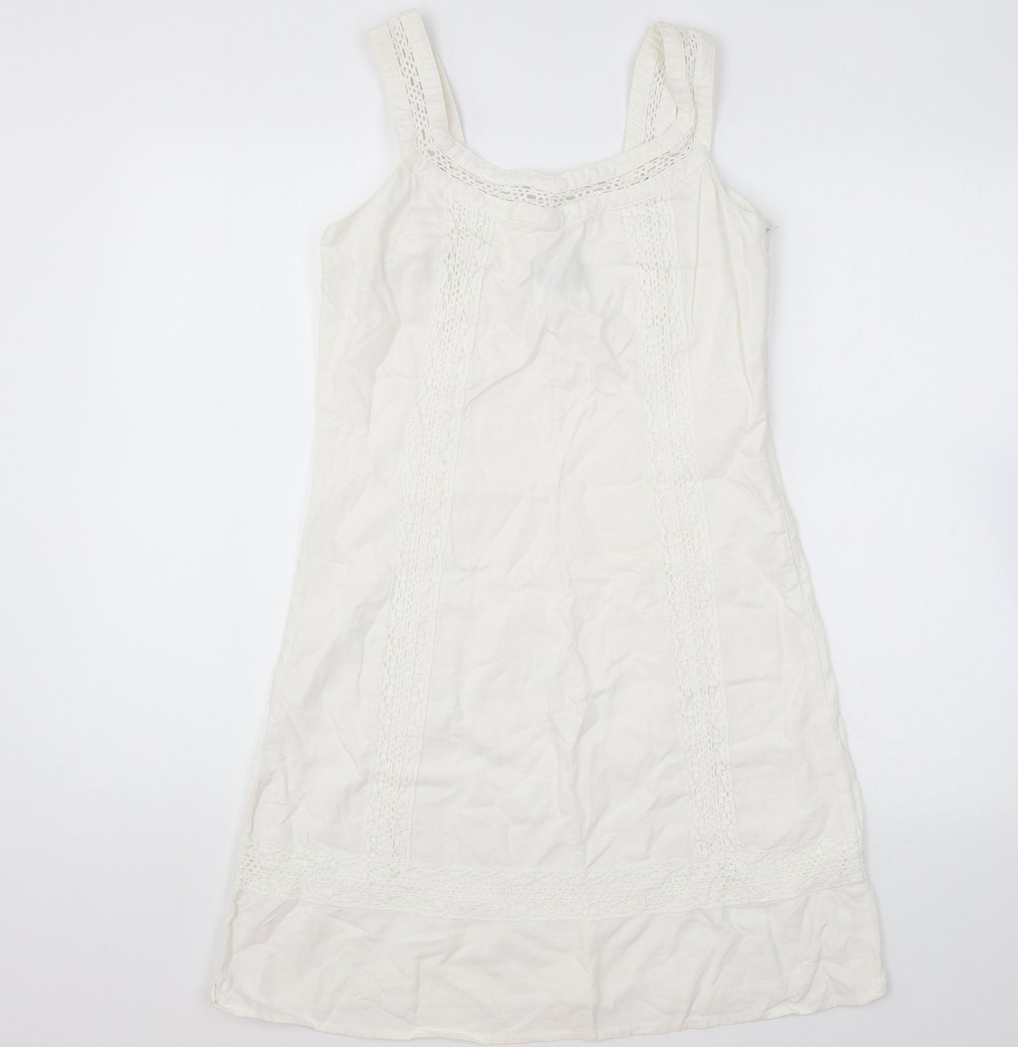 NEXT Womens White Cotton Shift Size 8 Scoop Neck Pullover
